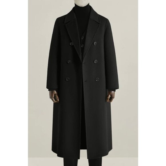 Cinzia Rocca Double-Breasted Wool Coat Black US04 - Picture 2 of 8